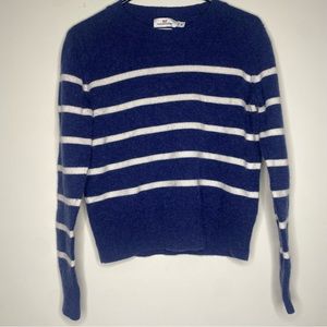 Vineyard vines Women’s blue striped cashmere sweater size medium 100% cashmere